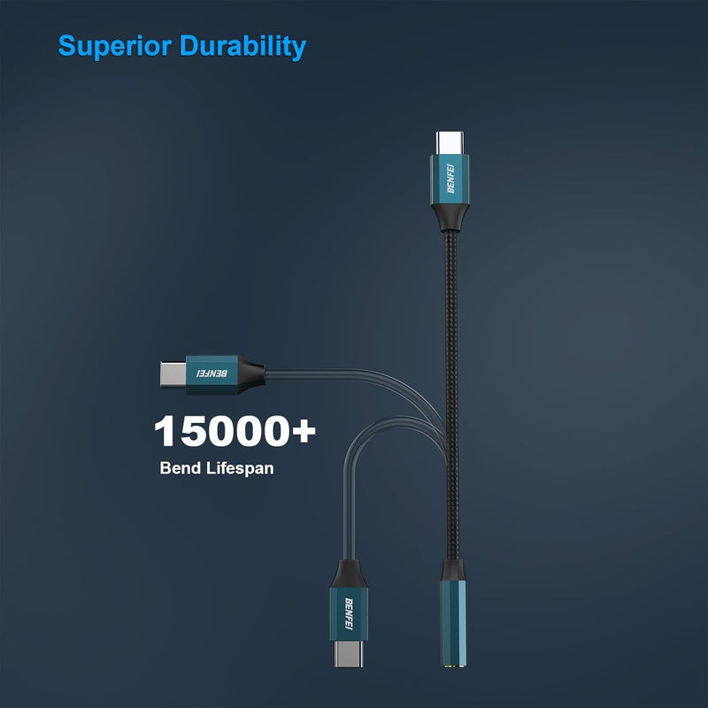 BENFEI | USB C to Audio Jack Adapter with DAC chipset USB-C to 3.5mm | 000349blue