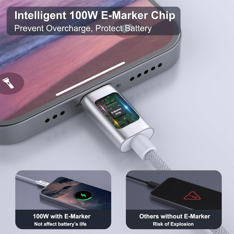 BENFEI | USB C to USB C Cable 100W 1M | 000351silver-1M