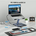BENFEI |  Laptop Stand with USB C 6in1 Docking Station 15W Magnetic Wireless Charger | 000366grey