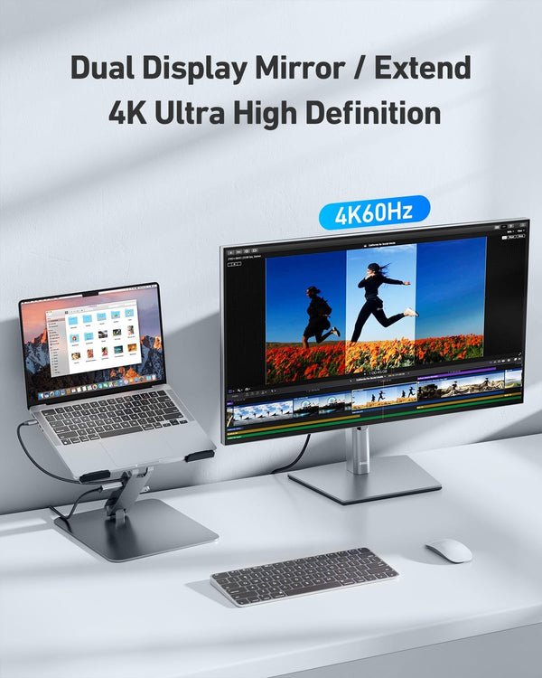 BENFEI | Laptop Stand with USB C 7in1 Docking Station HDMI | 000397grey