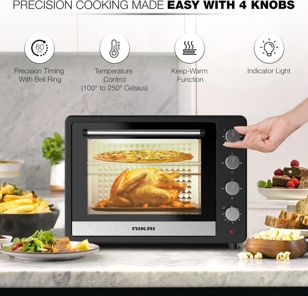 NIKAI |  Electric Oven 65Ltrs 2200W Black | Nt6500Src2