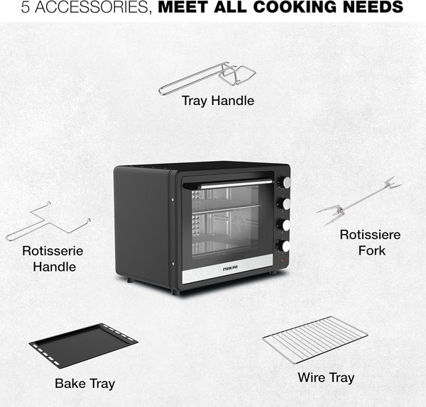 NIKAI |  Electric Oven 65Ltrs 2200W Black | Nt6500Src2