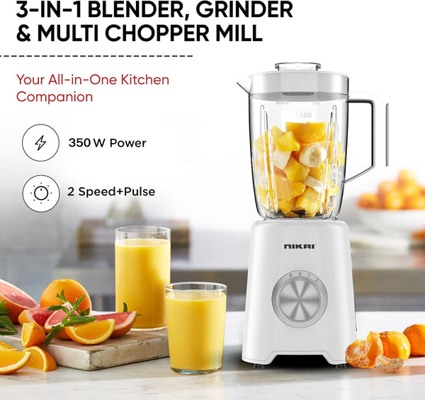 NIKAI | 3 in 1 Blender with 3 Jars 300W White | NB1900NA1
