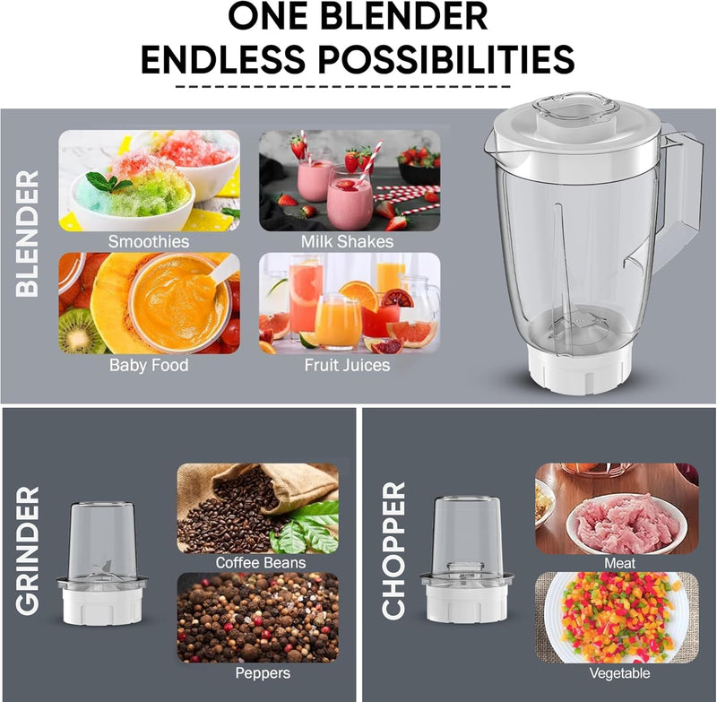 NIKAI | 3 in 1 Blender with 3 Jars 300W White | NB1900NA1