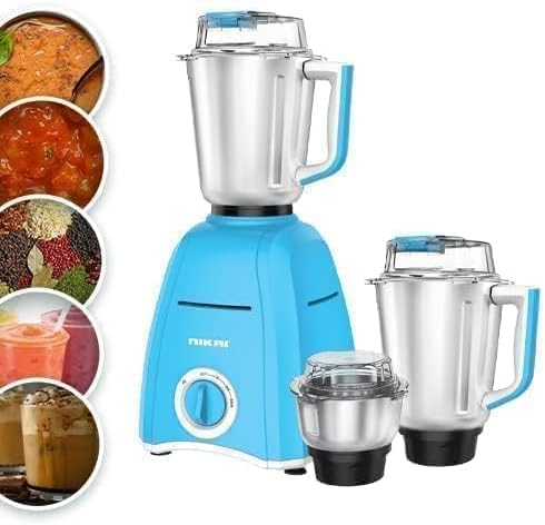 NIKAI | Mixer Grinder with 3 Jars 900W Blue/Silver| NB694A