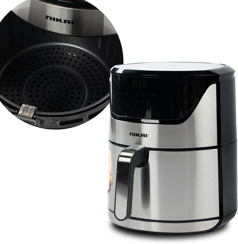 NIKAI | 6Ltrs Digital Air Fryer 1800W Silver | NAF688DS