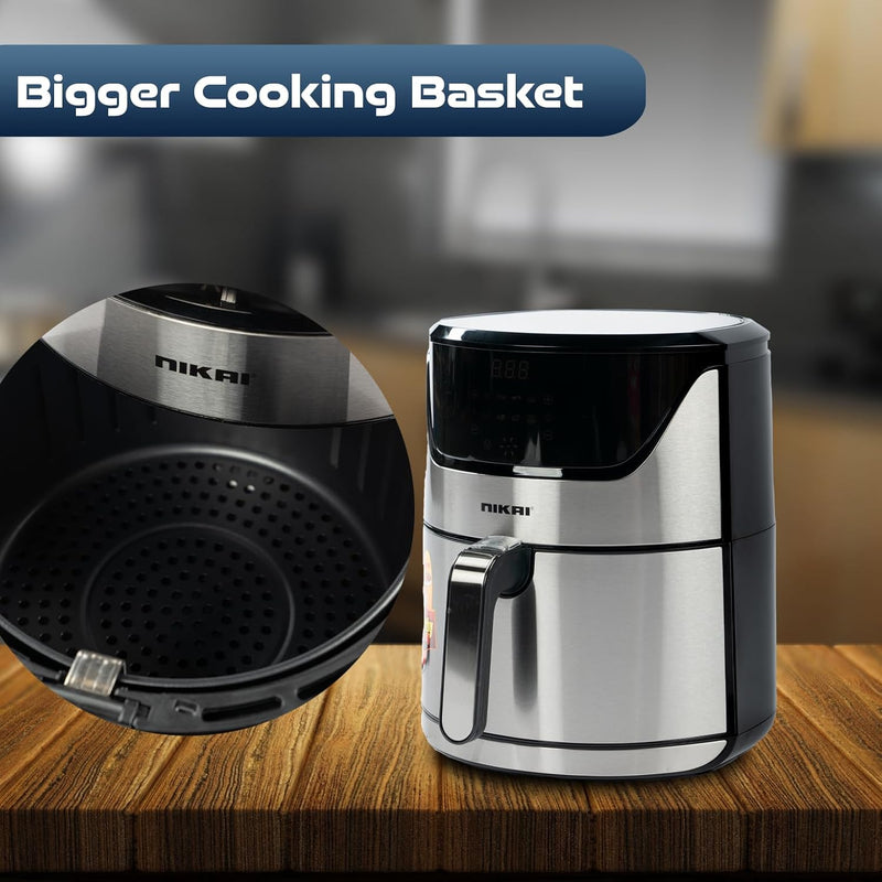 NIKAI | 6Ltrs Digital Air Fryer 1800W Silver | NAF688DS