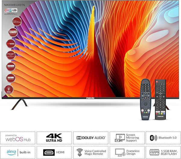 NIKAI | 4K LED Ultra HDR UHD 65" Webos Smart TV Platinum Series | NIK65MEU4STN
