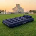 JILONG | Twin Navy Blue CloudCoil Flocked Air Mattress Set with Double Action Hand Pump | 24696