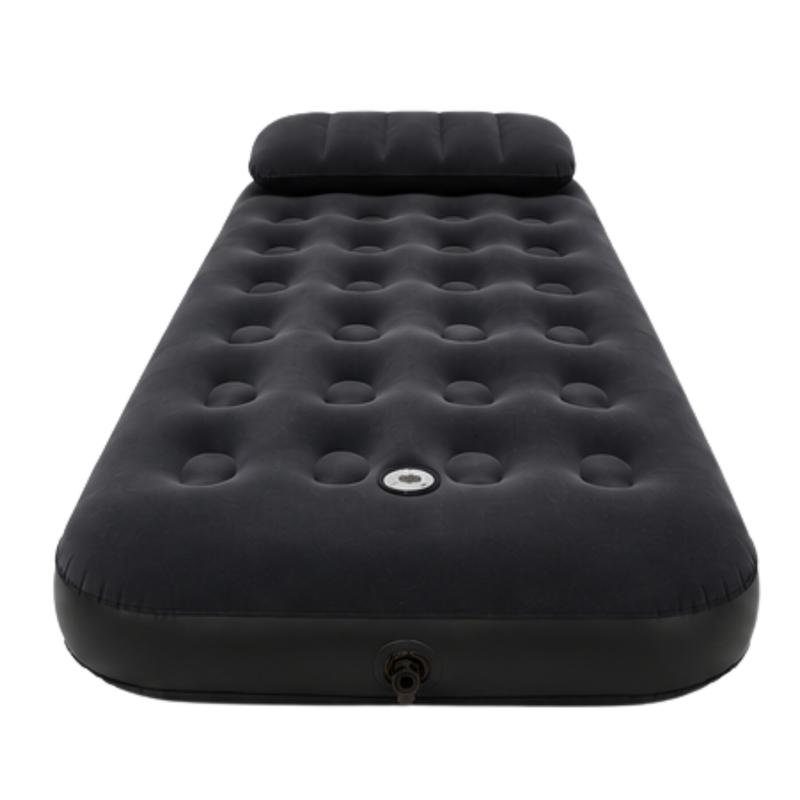 JILONG | Twin Navy Blue CloudCoil Flocked Air Mattress Set with Double Action Hand Pump | 24696
