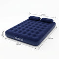 JILONG | Double Navy Blue CloudCoil Flocked Air Mattress Set with Pillow and Double Action Hand Pump | 24032