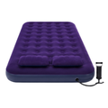 JILONG | Double Navy Blue CloudCoil Flocked Air Mattress Set with Pillow and Double Action Hand Pump | 24032