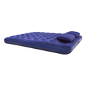 JILONG | Queen Navy Blue CloudCoil Flocked Air Mattress Set with Pillow and Double Action Hand Pump | 21470