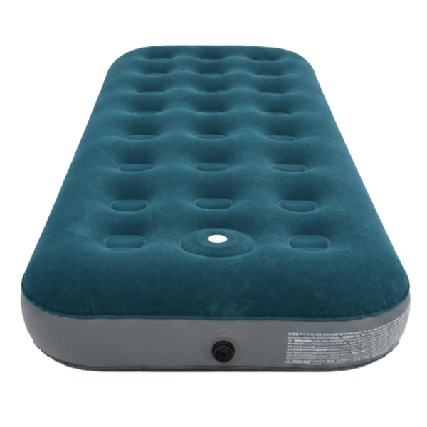 JILONG | Single Olive Green CloudCoil Flocked Air Mattress with Built-in Foot Pump | 24130