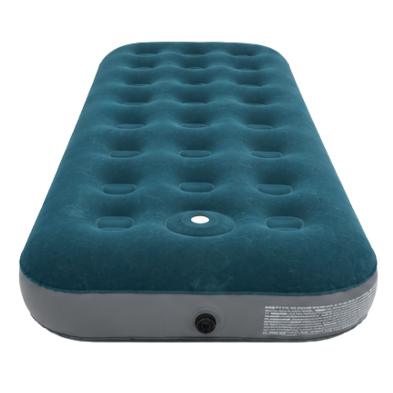 JILONG | Single Olive Green CloudCoil Flocked Air Mattress with Built-in Foot Pump | 24130