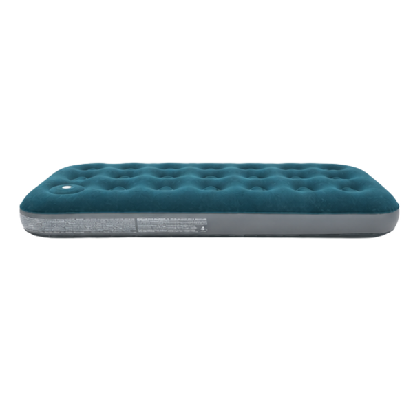 JILONG | Single Olive Green CloudCoil Flocked Air Mattress with Built-in Foot Pump | 24130