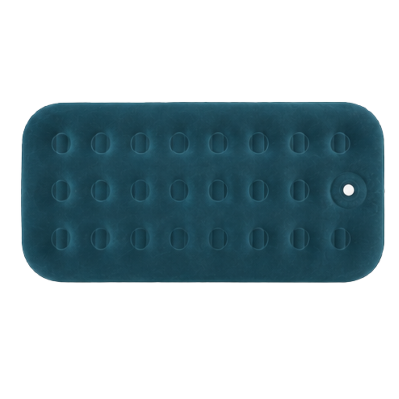 JILONG | Single Olive Green CloudCoil Flocked Air Mattress with Built-in Foot Pump | 24130