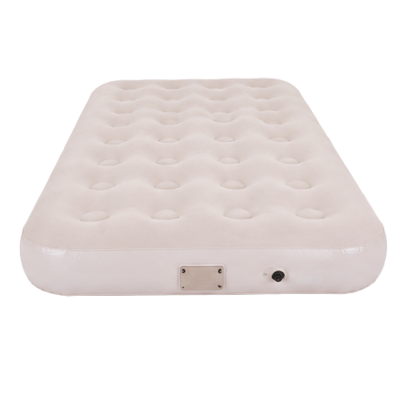 JILONG | Twin Sand Whisper CloudCoil Flocked Air Mattress with ZenCharge Pump | 24596