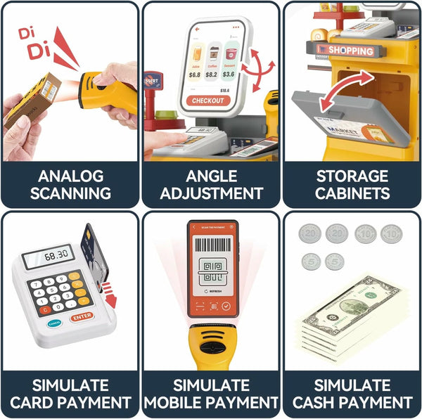 Supermarket Checkout Counter Playset  + Electric Scanner & Card Reader (2X Aaa + 2X Aa Batteries Not Included) | GLT040