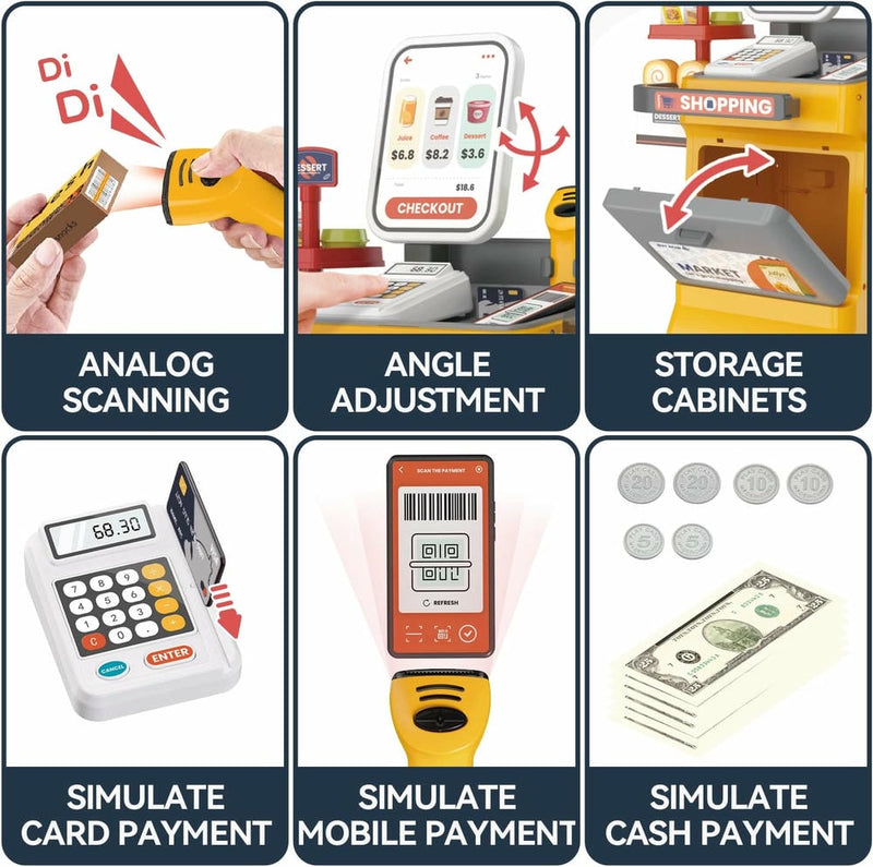 Supermarket Checkout Counter Playset  + Electric Scanner & Card Reader (2X Aaa + 2X Aa Batteries Not Included) | GLT040