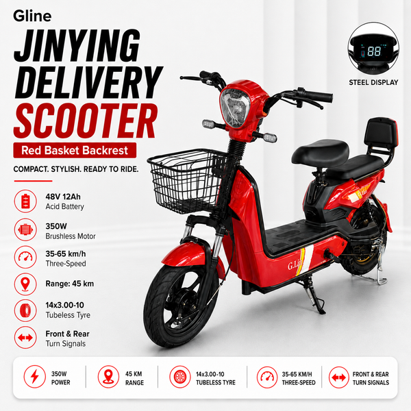 Jinying Delivery Scooter Red Basket Backrest