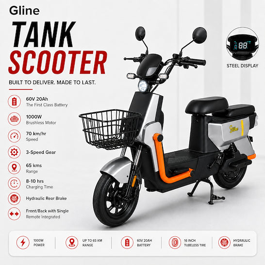 The Gline Tank Scooter is a powerful electric scooter