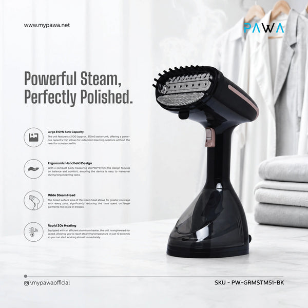 PAWA | Optisteam Handheld Steamer With Display 1800W | PW-GRMSTM51-BK