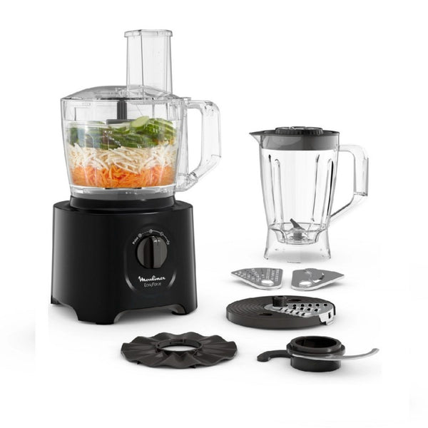 MOULINEX | Multifunction Food Processor 800W, Black Color  2.4Ltrs Capacity Bowl 1.8 Ltrs Capacity Blender 6 Accessories 2 Speed +  Pulse 25 Function | FP247827