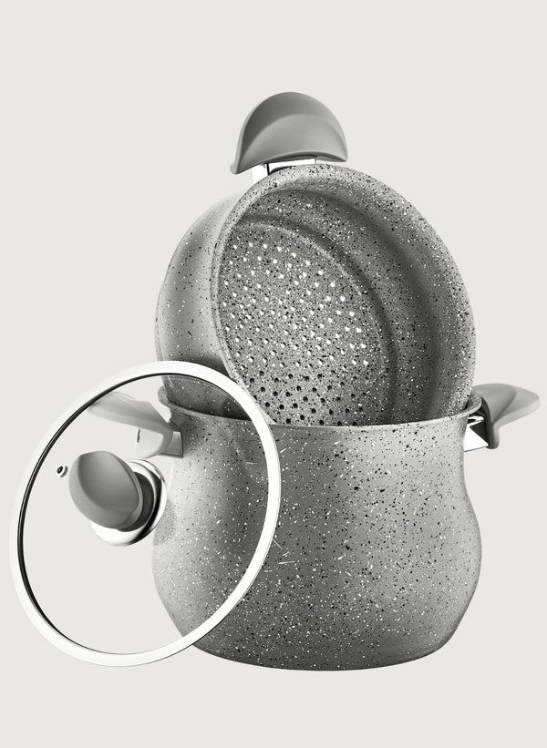 O.M.S. | Granite Couscous Set Top Pot 24 Cm + Bottom Pot 24 Cm Gray | TOM008