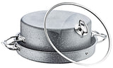 O.M.S. | Granite Maqluba 3 Pcs Cooking Set Tray With Handel 32 Cm Pot 28 Cm And Glass Lid Gray | TOM010