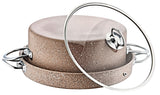 O.M.S. | Granite Maqluba 3 Pcs Cooking Set Tray With Handel 32 Cm Pot 28 Cm And Glass Lid Brown | TOM011