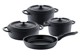O.M.S. | Die-cast Quartz Prime 7 Pcs Cooking Set Pots 26+24+20cm + Frypan 26cm Black | TOM022