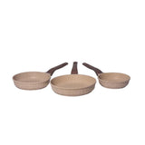 O.M.S. | Die-Cast Granite Fryypan 3 Pcs Set 28+24+20 Cm Beige | TOM036