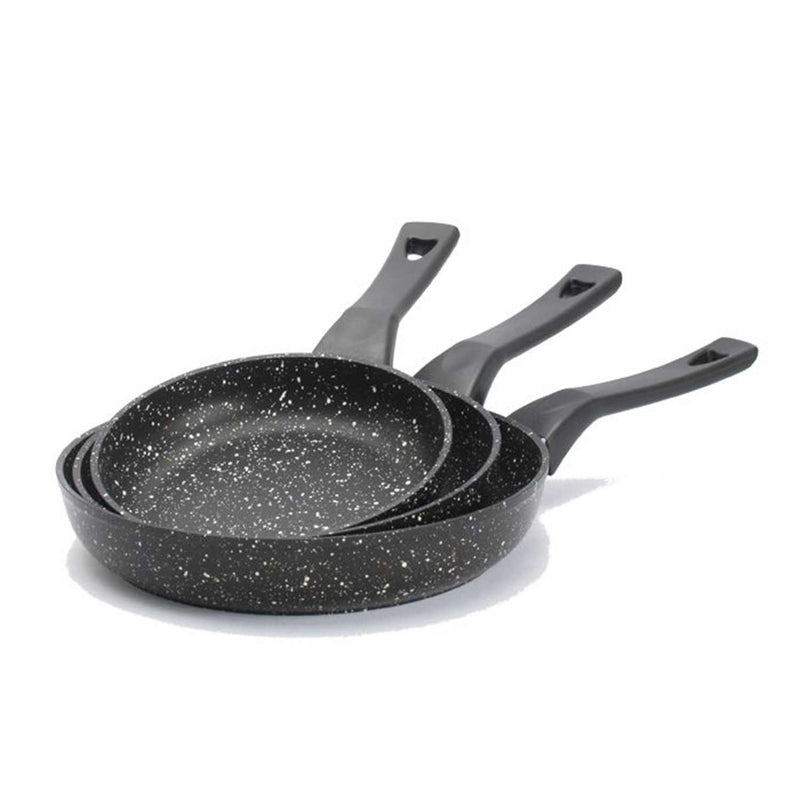 O.M.S. | Die-Cast Granite Fryypan 3 Pcs Set 28+24+20 Cm Gray | TOM037