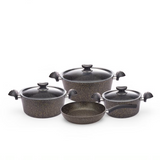 O.M.S. | 5 Pcs Granite Cookware Set Pots 20+24cm + Frypan 24cm Black | TOM041