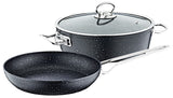 O.M.S. | 3 Pcs Granite Set Frypan 24 Cm + Low Cassrole 26 Cm Black | TOM042