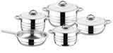 O.M.S. | 9 Pcs Stainless Steel Cookware Set Pots 16+22+24+ Low Pot 24+ Frypan 24 Cm | TOM044