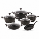SAFLON | 9PCE 20+24+28CM POTS+28CM Shallow Pot+28CM Frypan Glass Lid | TSA042