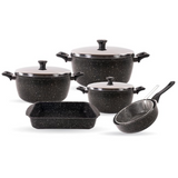 SAFLON | 9 PCS Set Pots 28+24+20+24 Fryer +  Rectangular Tray 31*23 CM | TSA095