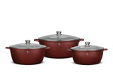 BERLINGER | Haus Cerastone Jumbo 6 Pcs Casserole Set With Lids 32 Cm (9.9 L) + 36 Cm (13.5 L) + 40 Cm (18.5 L) | TBH327