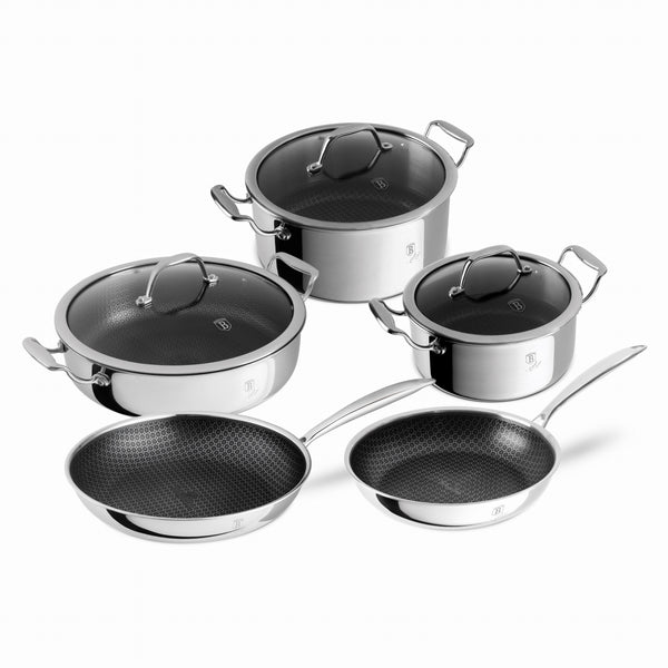 BERLINGER | Haus Eternal 8 Pcs Cooking Set Casserole With Glass Lid 28+24+20cm +Frypan 28 +24cm | TBH332