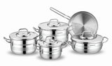 KORKMAZ | Astra 2 Cookware 9 PCS Set Pots With S/S Lids 16 + 20 + 24 CM + 24 CM Low Casserole + 24 CM Frypan | TKO100