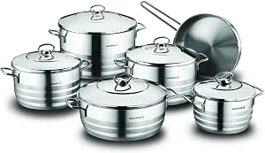 KORKMAZ | ASTRA 2 ASTRON COOKWARE 11 PCS SET POTS WITH S/S LIDS 18 + 22 + 26 + 30 CM + 26 CM LOW CASSEROLE + 24 CM FRYPAN