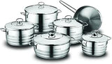 KORKMAZ | ASTRA 2 ASTRON COOKWARE 11 PCS SET POTS WITH S/S LIDS 18 + 22 + 26 + 30 CM + 26 CM LOW CASSEROLE + 24 CM FRYPAN