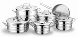 KORKMAZ | Astron Cookware 11 Pcs Set Pots With S/S Lids 18 + 20 + 24 + 28 CM + 26 CM Low Cassrole + 24 CM Frypan | TKO129