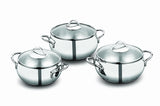 KORKMAZ | Tombik Cookware 6 PCS Set Pots With Glass LIDS 16 + 18 + 20 CM | TKO193