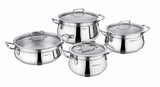KORKMAZ | Estima Cookware 8 PCS Set Pots With Glass Lids  16 + 20 + 24 CM + 24 CM Low Cassrole | TKO194
