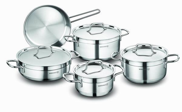 KORKMAZ | Alfa Cookware 9 PCS Set Pots With S/S Lids 16 + 20 + 24 + 24 CM Low Casserole + 24 CM Frypan | TKO213