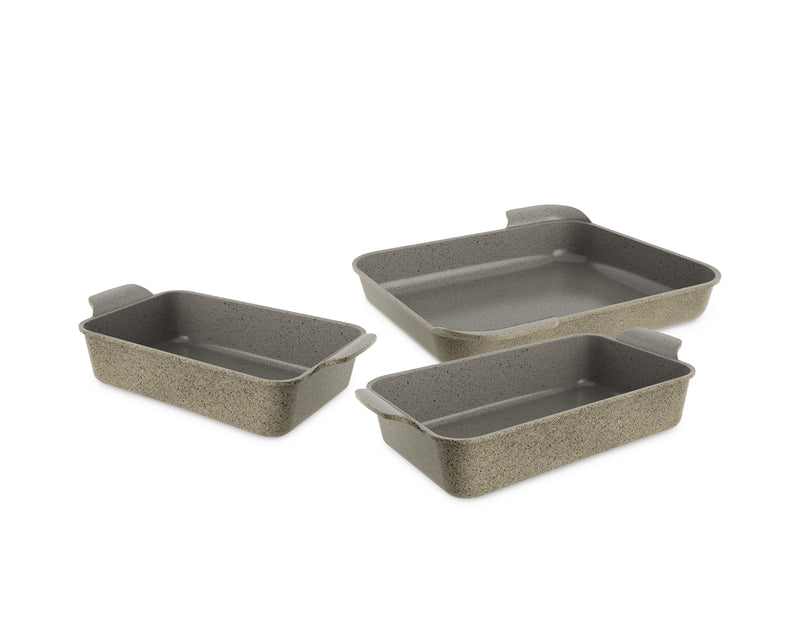 NEOFLAM | Venn 3pcs Rectangular Ovenware Set Warm Beige Marble Color Small/Medium/Large | TNE029