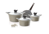 NEOFLAM | Aeni 7 PCS Cookware Set With Glass Lids Casserole 20+24+28CM Frypan 26CM + Silicone Grips | TNE033